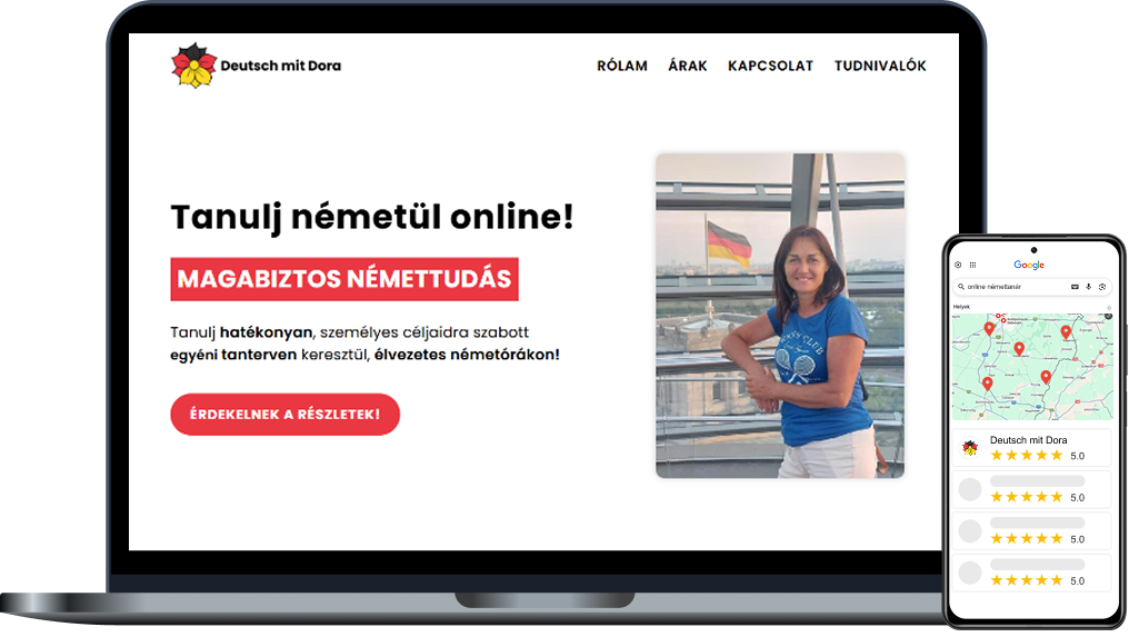Deutsch mit Dora weboldal mockup
