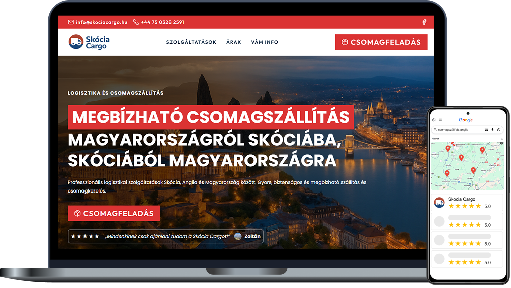Skocia Cargo weboldal mockup